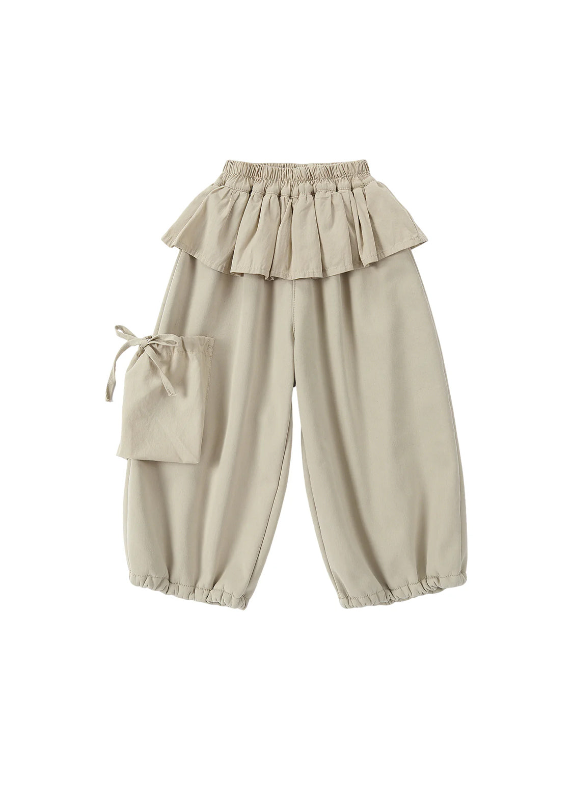 Girls Ruffle Waist Wide-Leg Pants