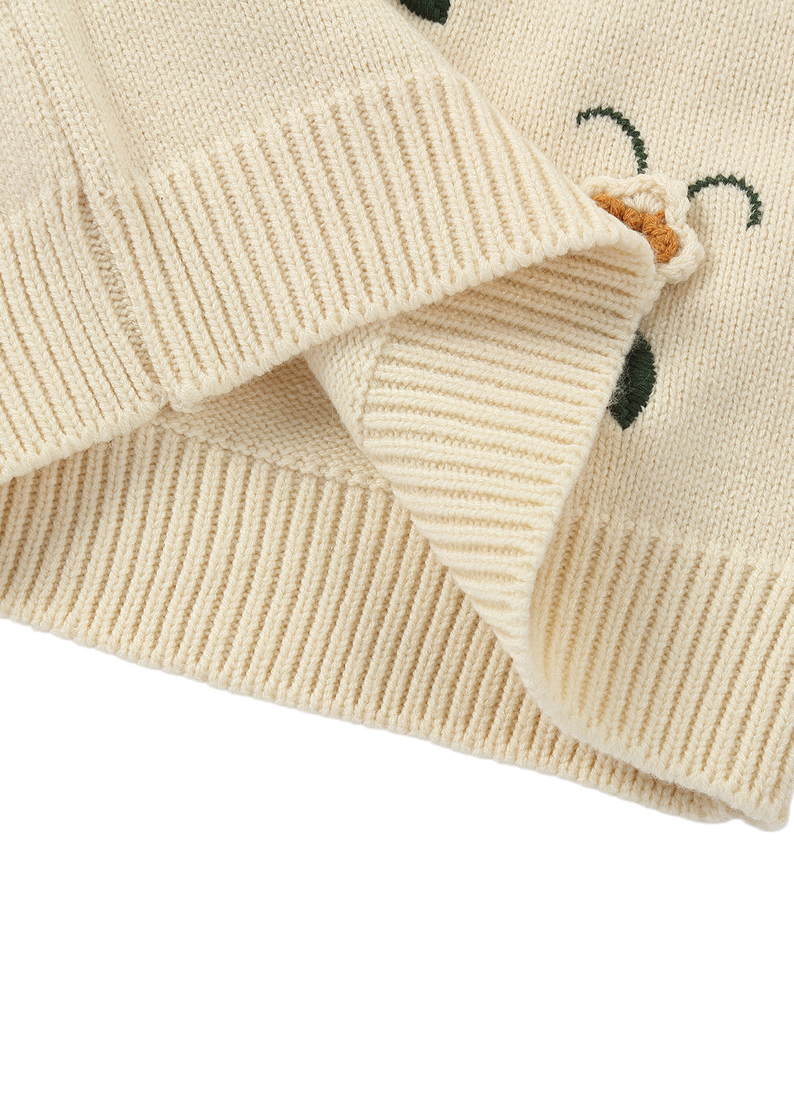 Girls Floral Embroidered Knit Sweater