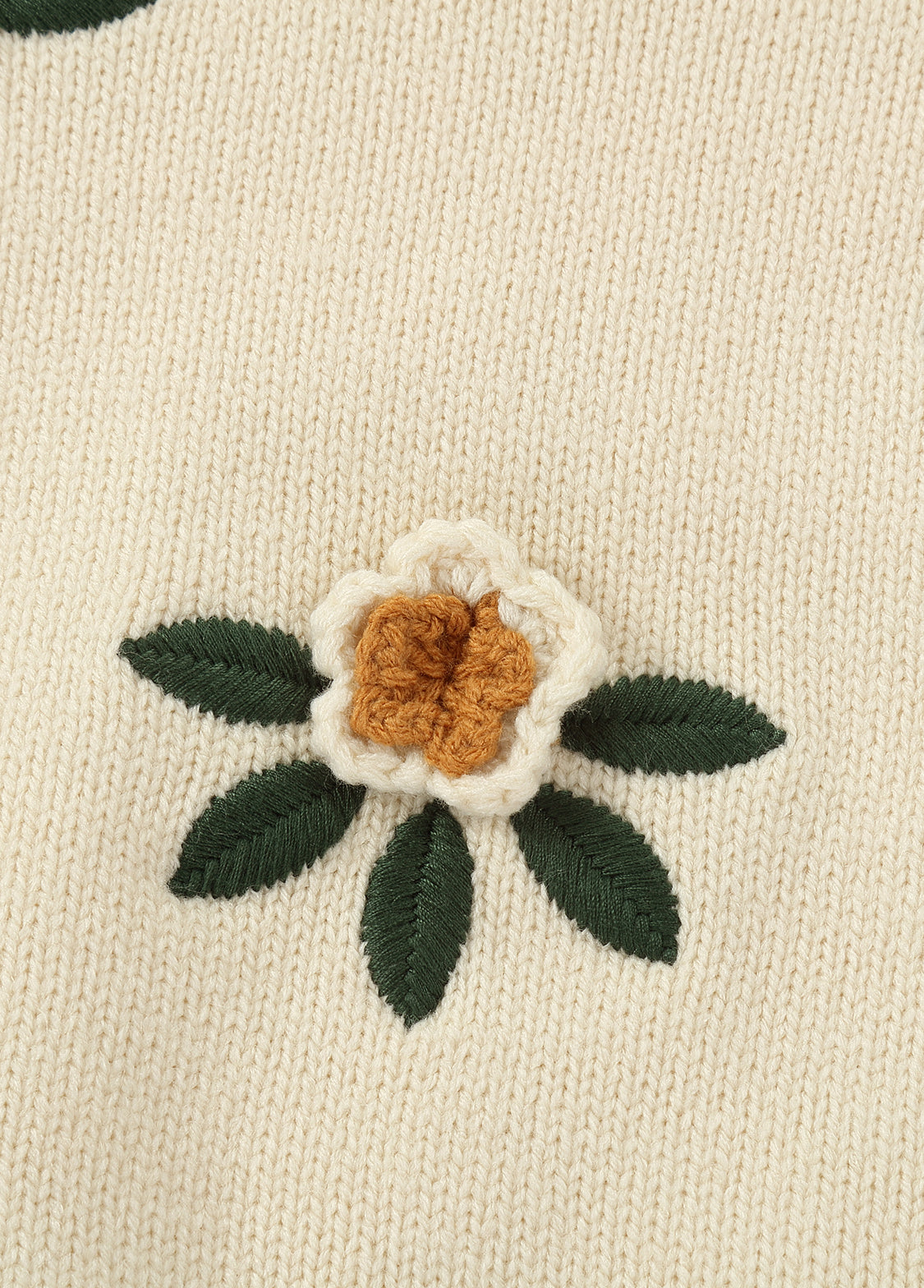 Girls Floral Embroidered Knit Sweater