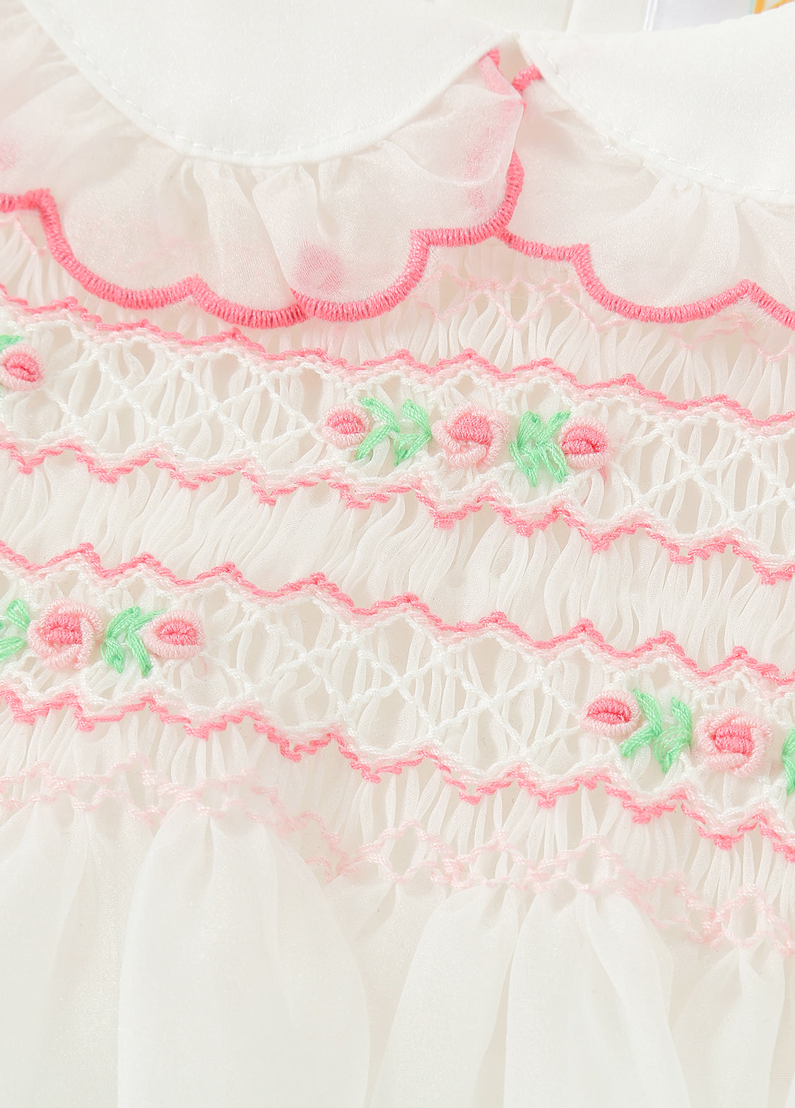 Baby Girls Sweet Embroidered Dollar Collar Chiffon Princess Dress