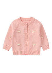 Girls Bow Knit Cardigan Sweater