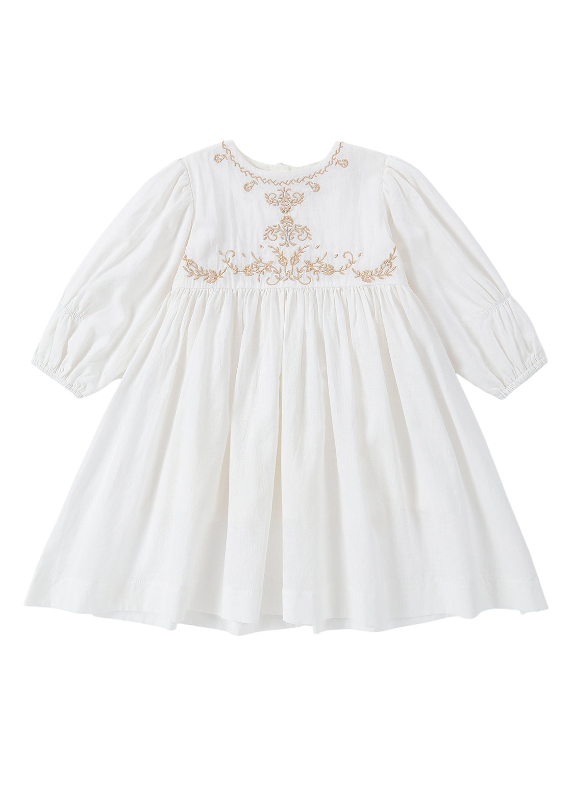Girls Elegant Embroidered Long-sleeved Princess Dress
