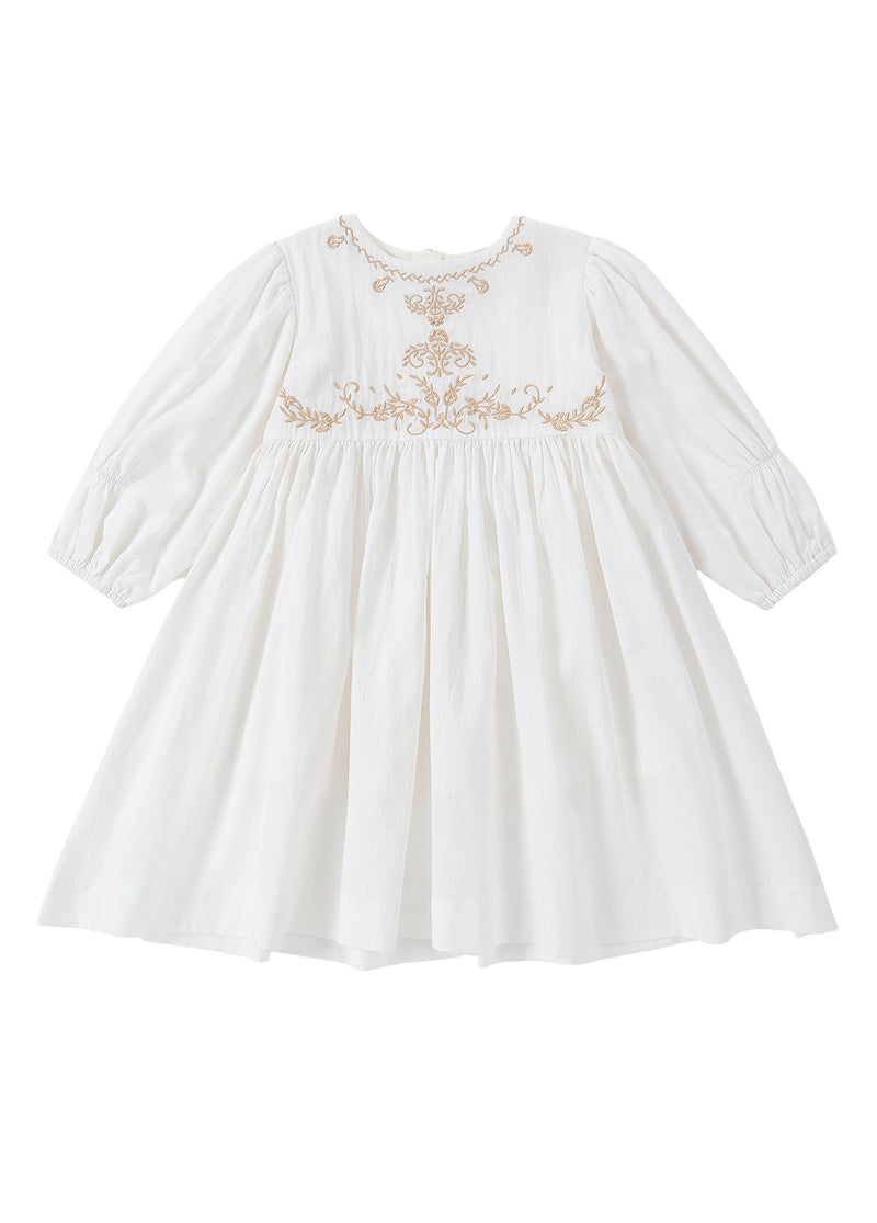Girls Elegant Embroidered Long-sleeved Princess Dress