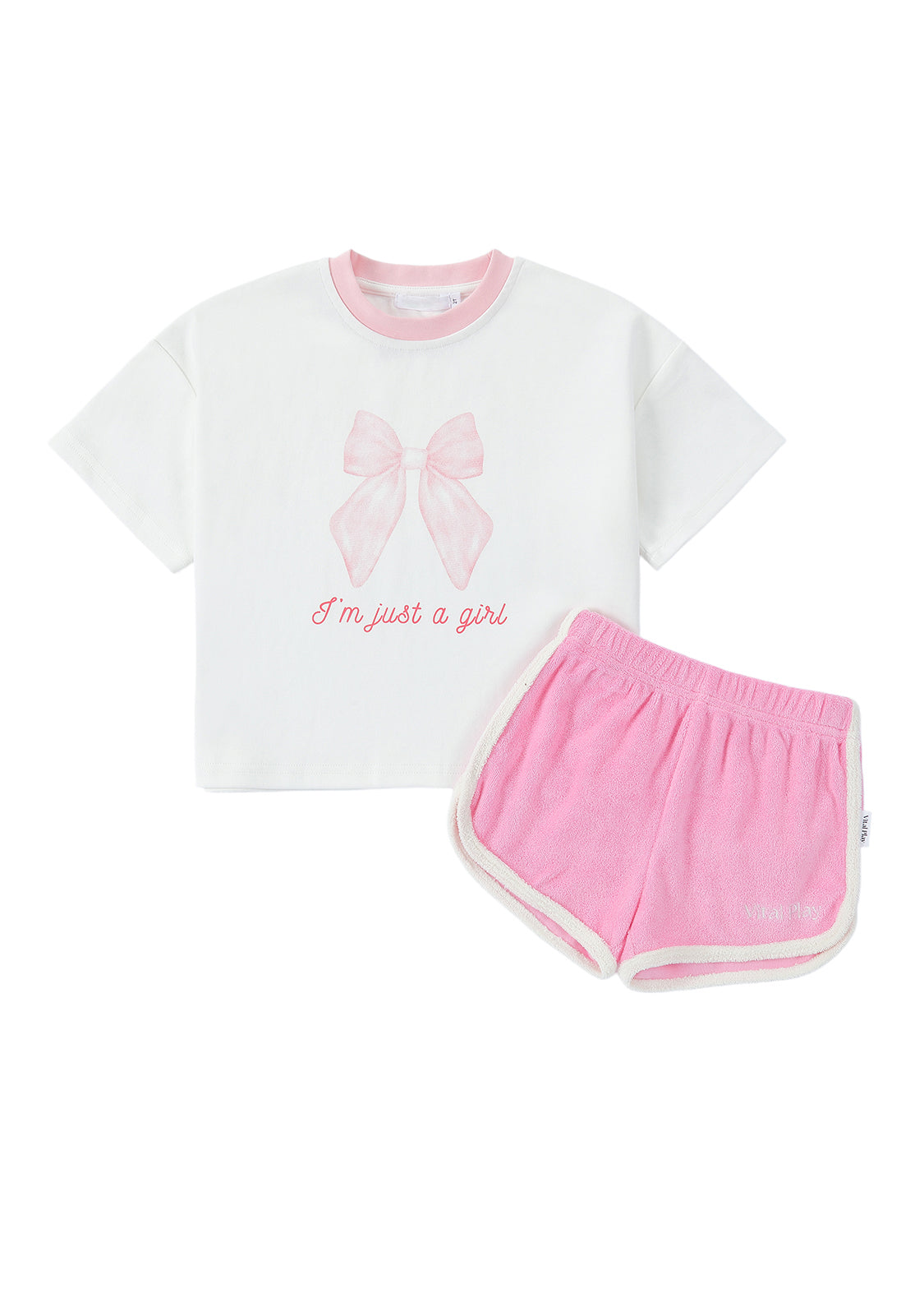 Girls Cotton Stretch Bow Summer Set