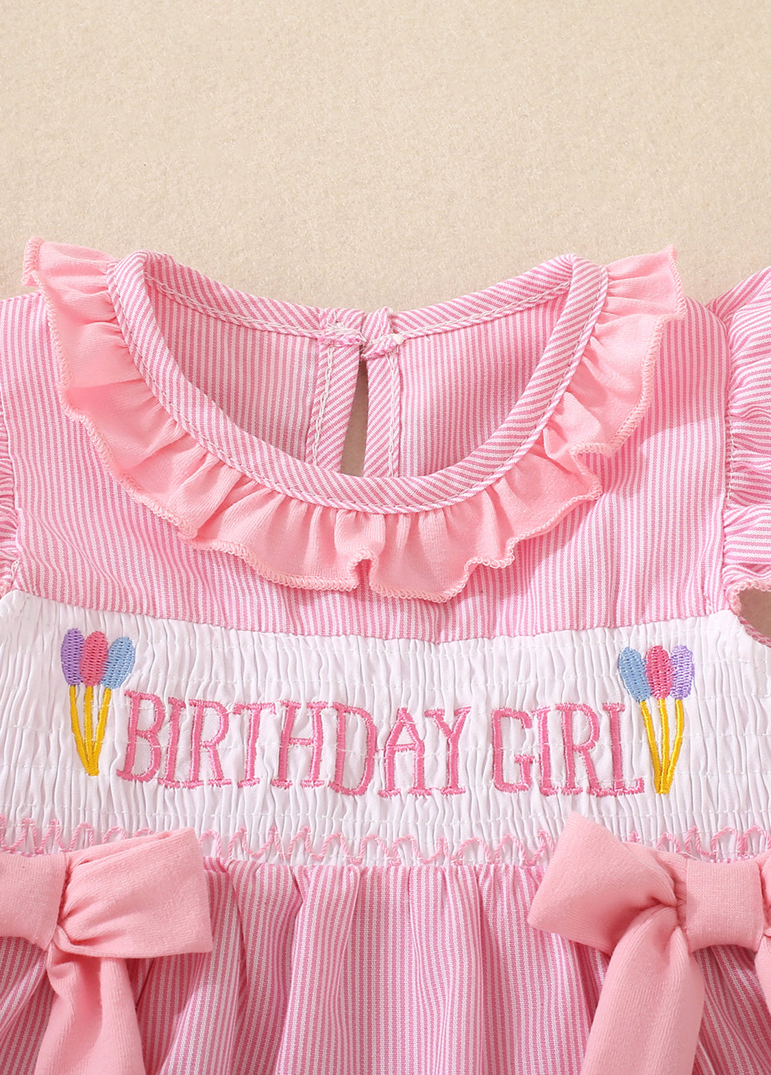 Baby Girls Pink Striped Ruffled Bow Top And Lantern Pants Set
