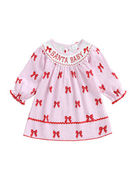 Girls Cute Bow-print Long-sleeved Dress