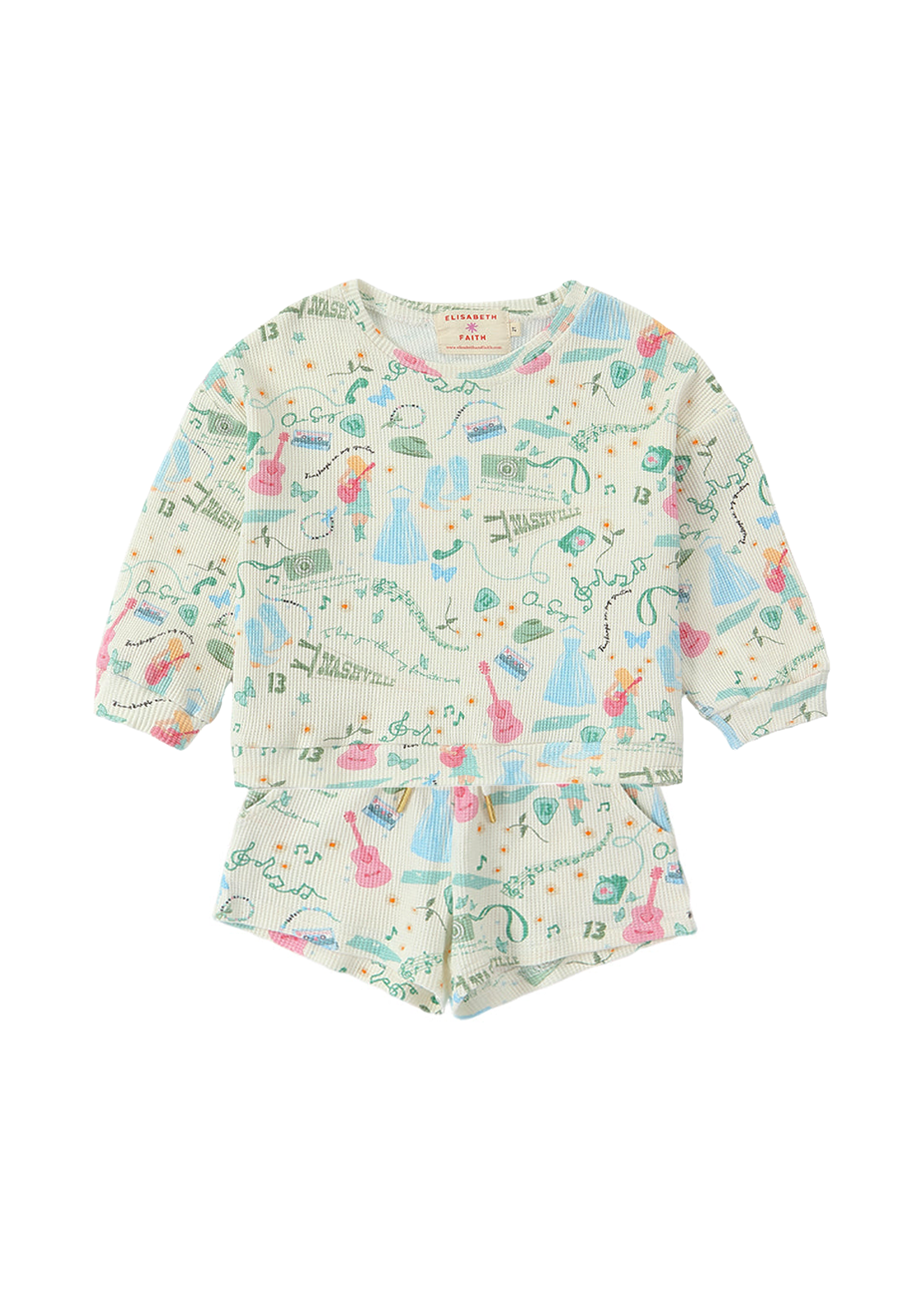 Kids Cotton Music Print Lounge Set