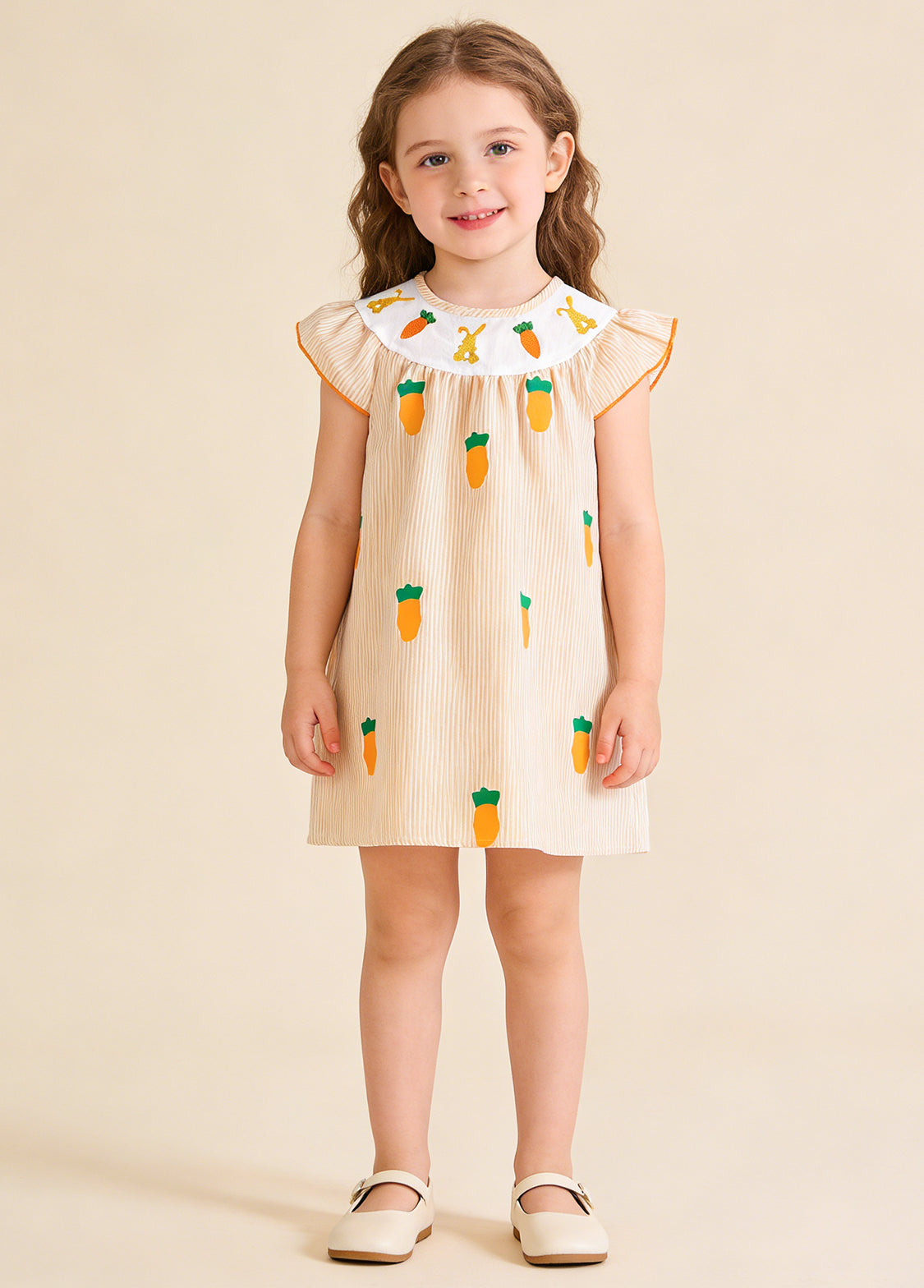 Girls Cartoon Carrot Cotton Dress