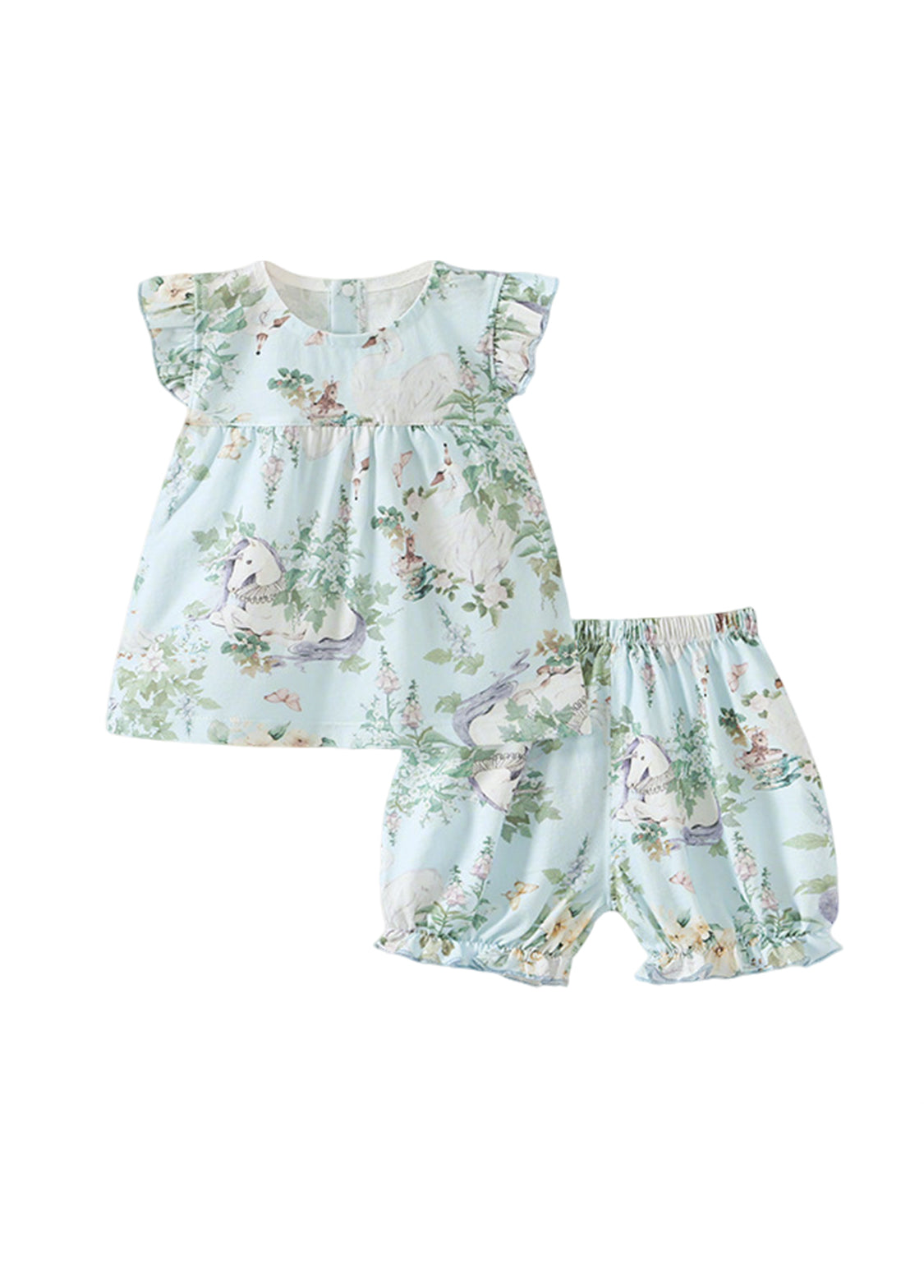 Baby Bamboo-Blend Printed Top & Shorts Set