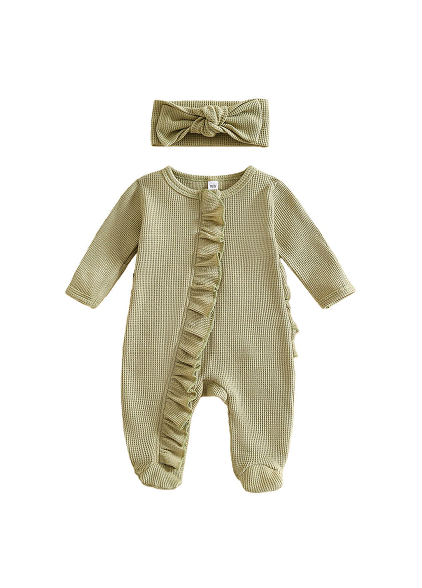 Baby Girl  Cute Ruffled Romper With Headband