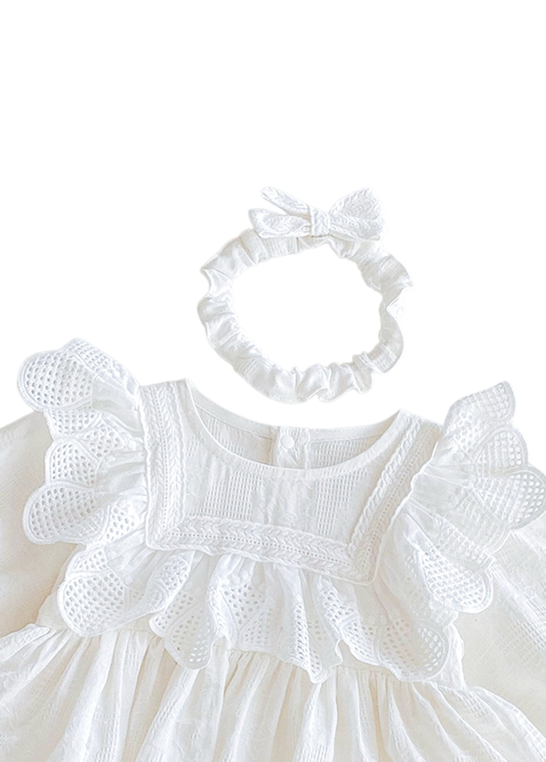 Baby Girl Cute Retro Ruffled Romper With Headband