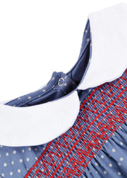 Girls Cute Cartoon Embroidered Dollar Collar Dress