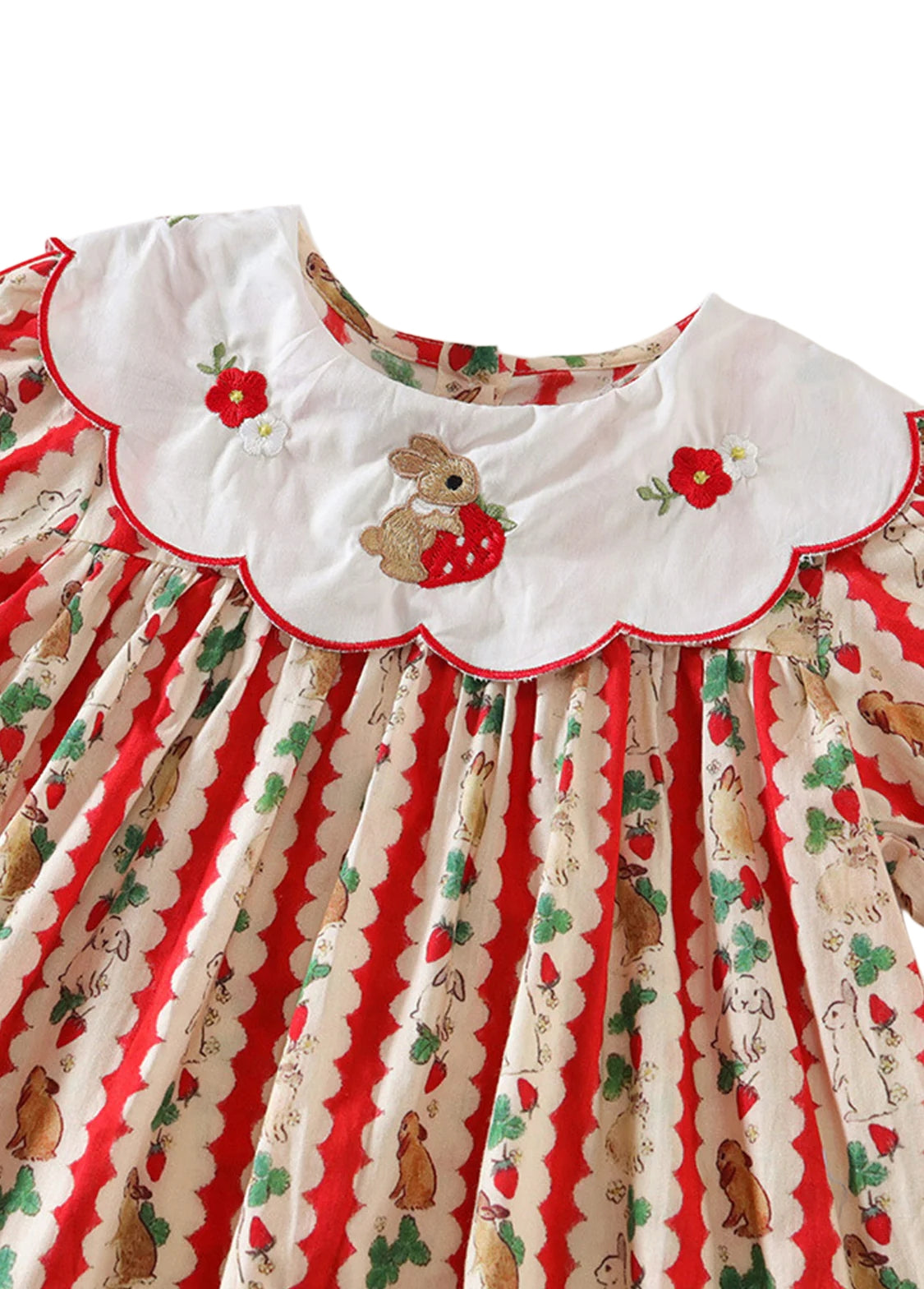 Girls  Cute Bunny Carrot Print Dollar Collar Dress