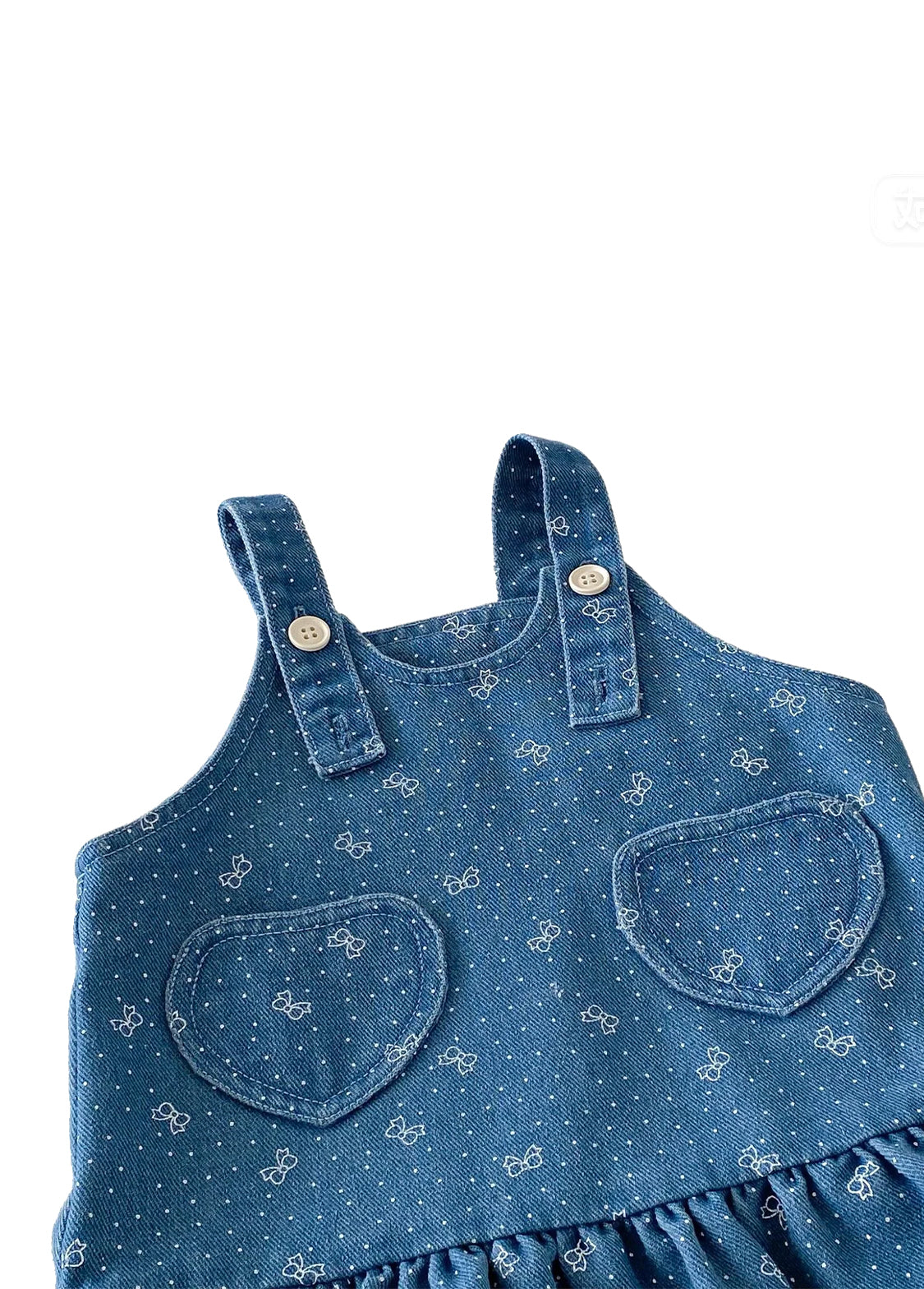 Girls Cotton Denim Pinafore Dress Set