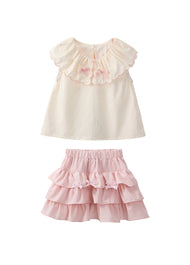 Girls Cotton Bow Two-Piece Set