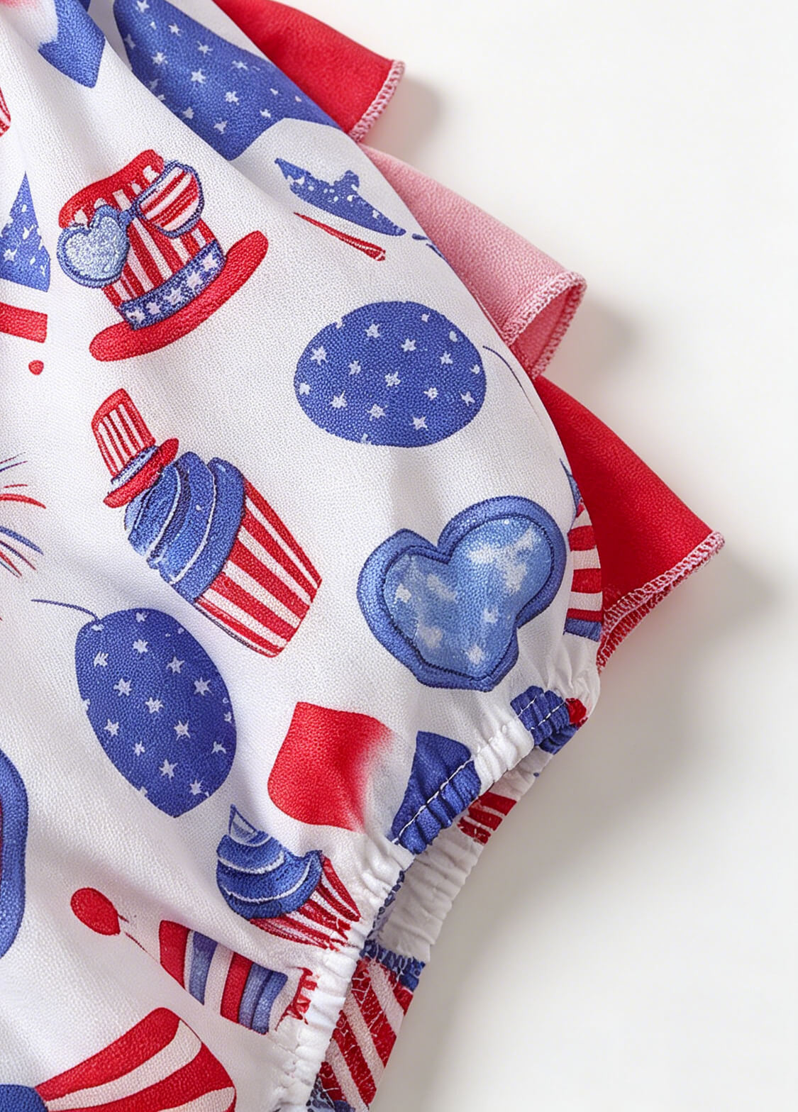 Baby Girls 4th of July Patriotic Romper Infant Independence Day Fireworks & Uncle Sam Hat Print Cami Sunsuit with Ruffle Butt