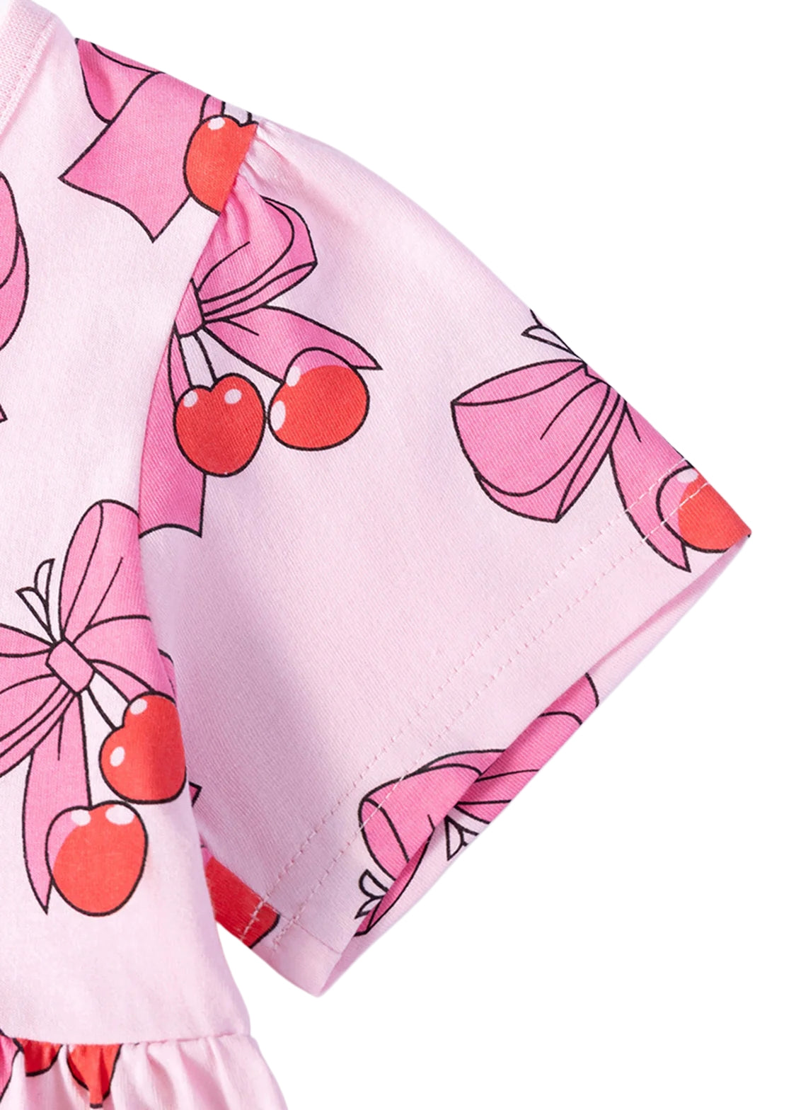 Girls Sweet Bow-print Short-sleeved Dress