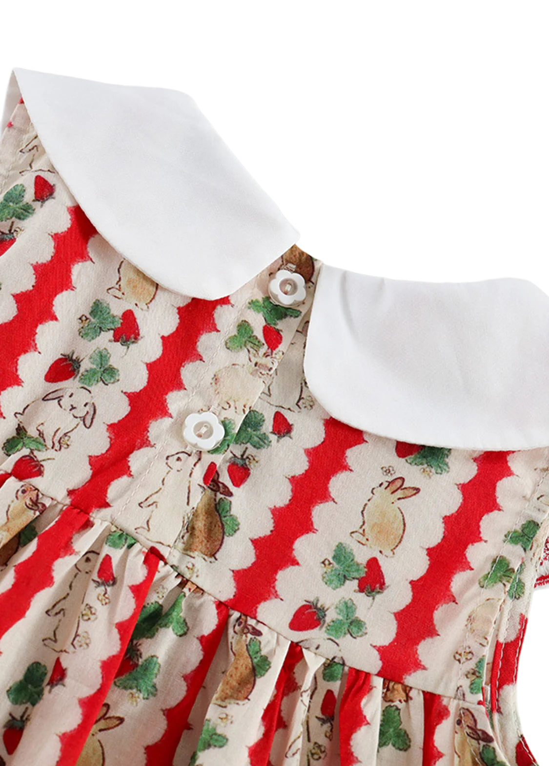 Girls  Cute Bunny Carrot Print Petal Collar Dress