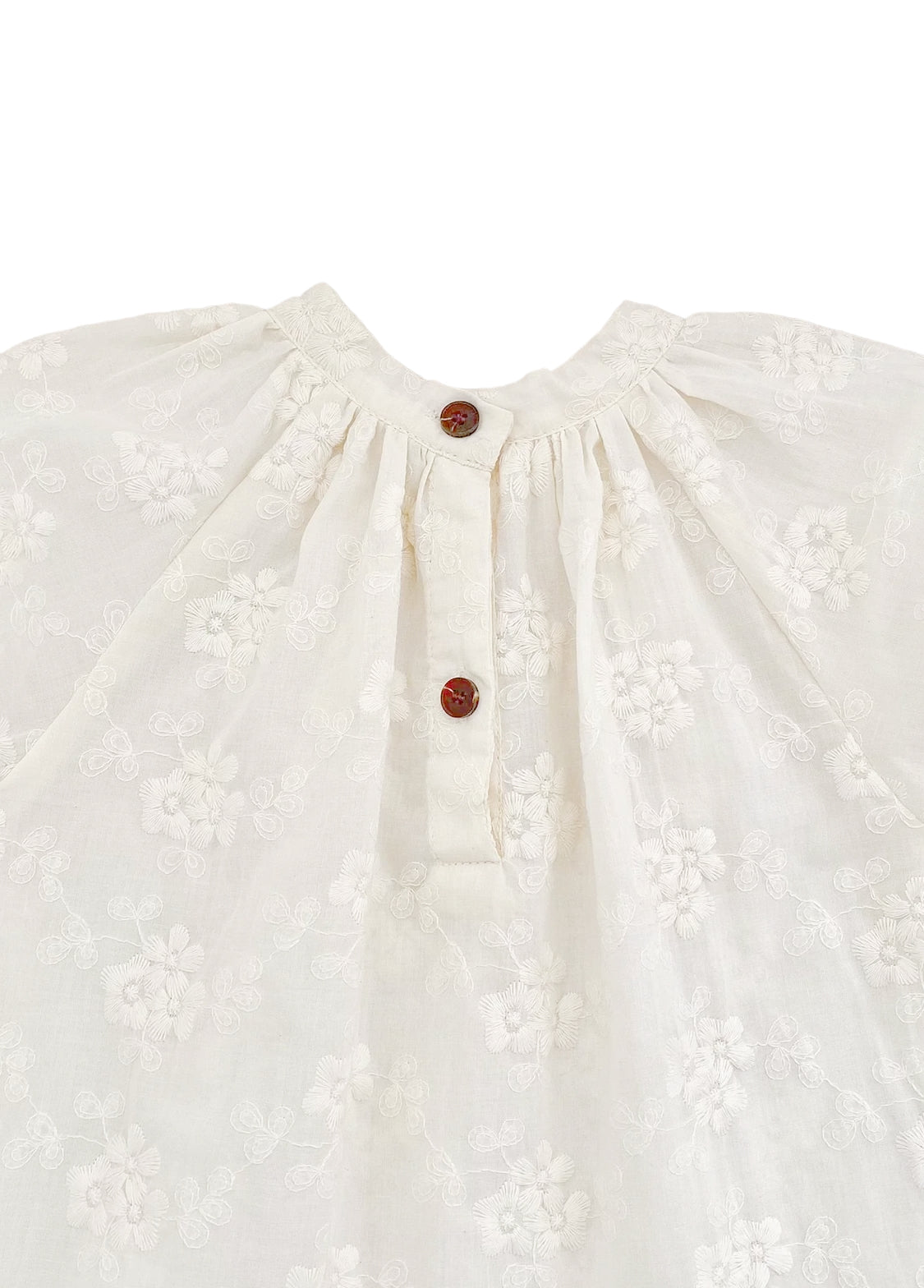 Girls Sweet Retro Three-dimensional Floral Embroidered Puff Sleeve Dress