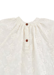 Girls Sweet Retro Three-dimensional Floral Embroidered Puff Sleeve Dress