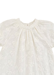 Girls Sweet Retro Three-dimensional Floral Embroidered Puff Sleeve Dress