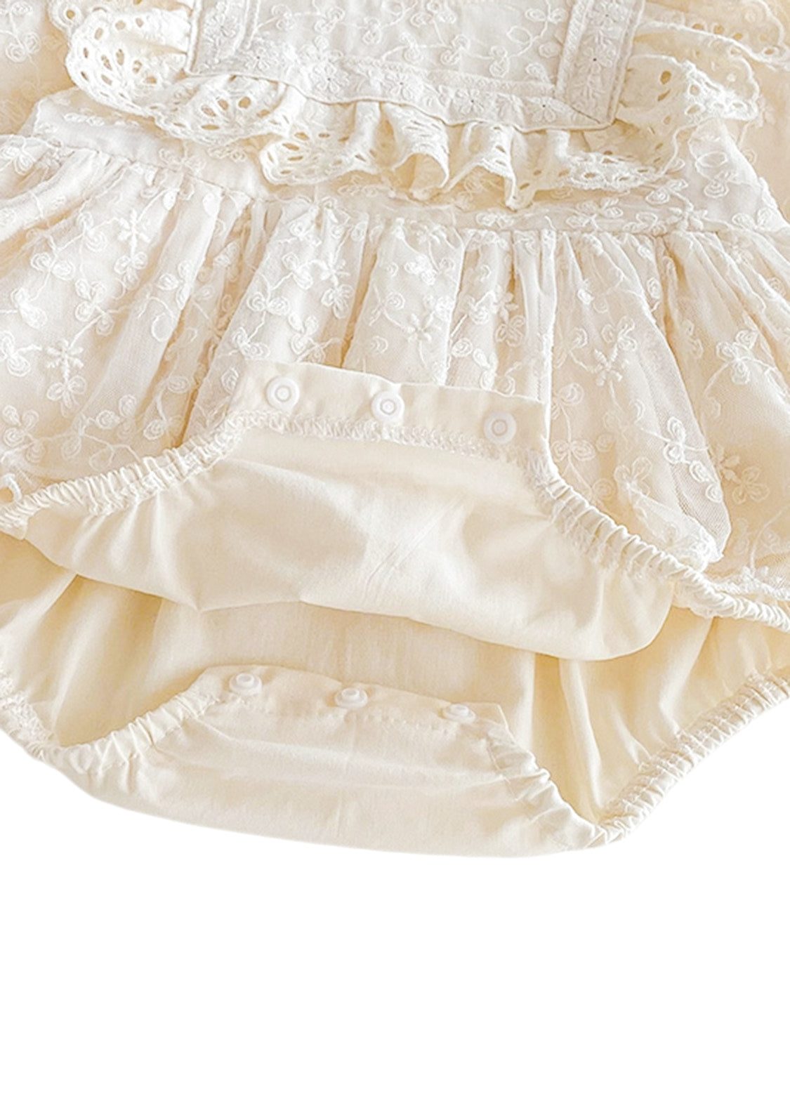 Baby Sweet Lace Trim Long-Sleeved Romper With Headband