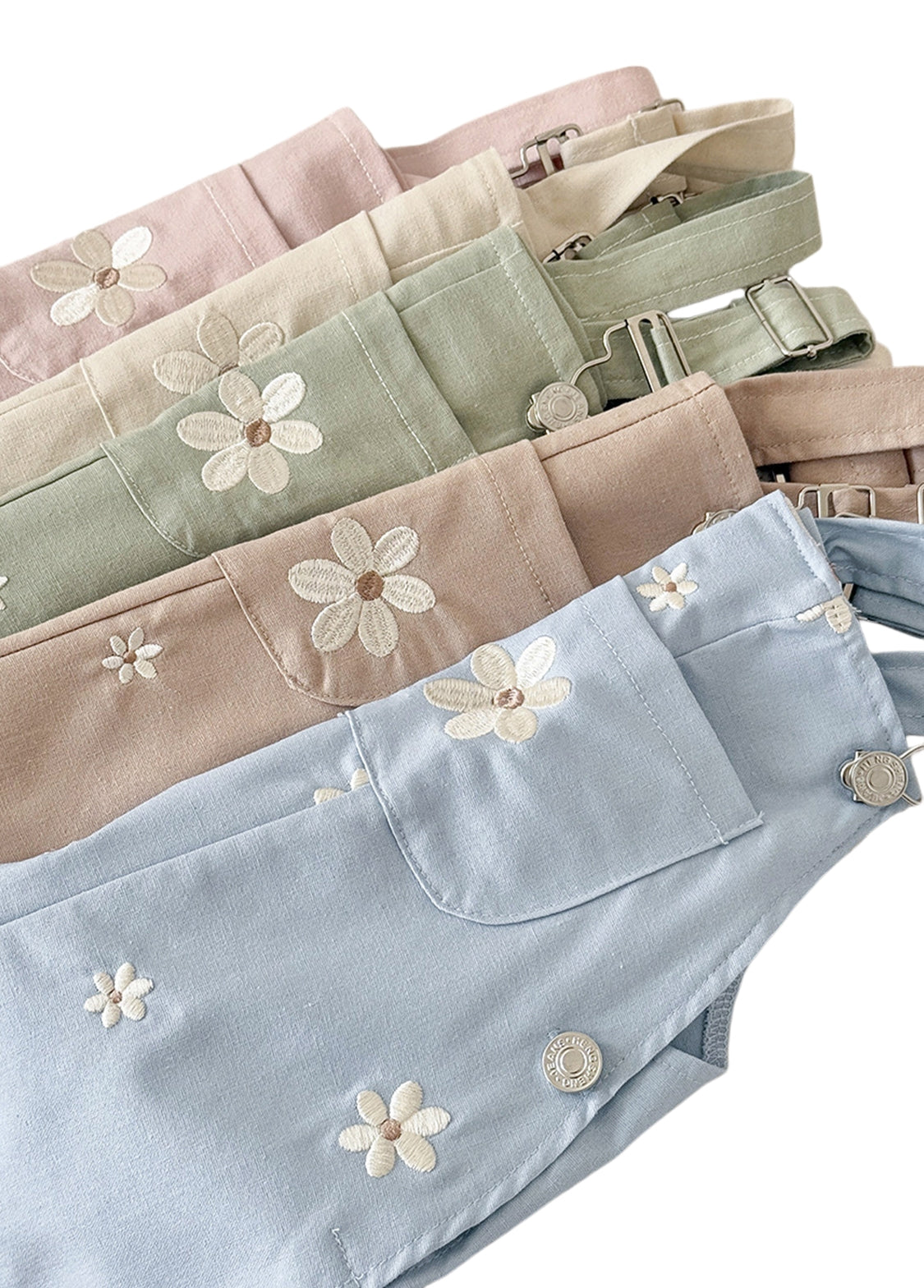 Baby Girl Casual Floral Embroidered Overalls