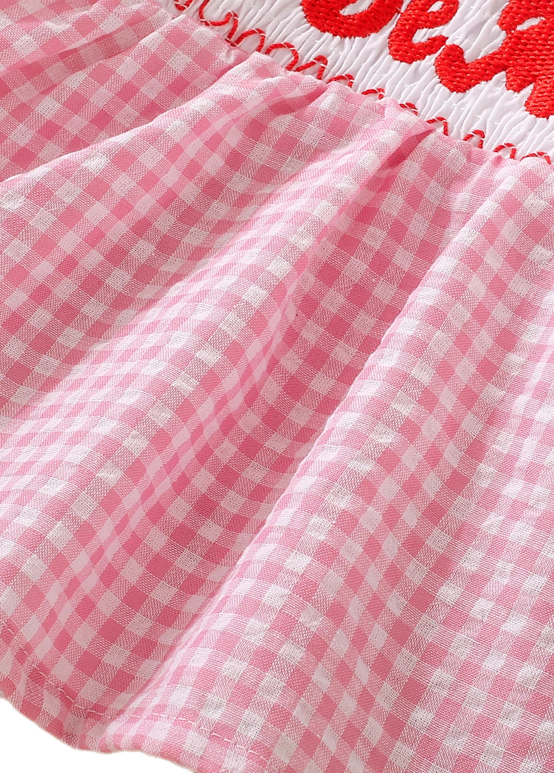 Baby Girl Pink Plaid Embroidered Long-sleeved Top And Lantern Pants Set