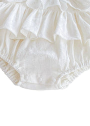 Baby Girl Cute Retro Ruffled Romper With Headband