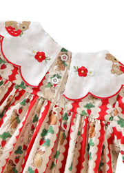 Girls  Cute Bunny Carrot Print Dollar Collar Dress