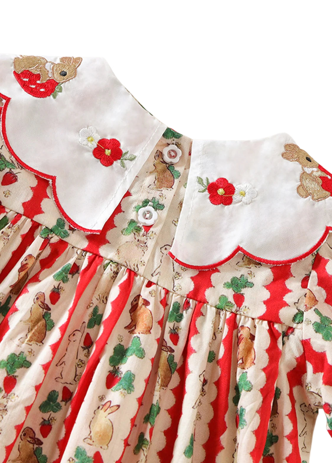 Girls  Cute Bunny Carrot Print Dollar Collar Dress