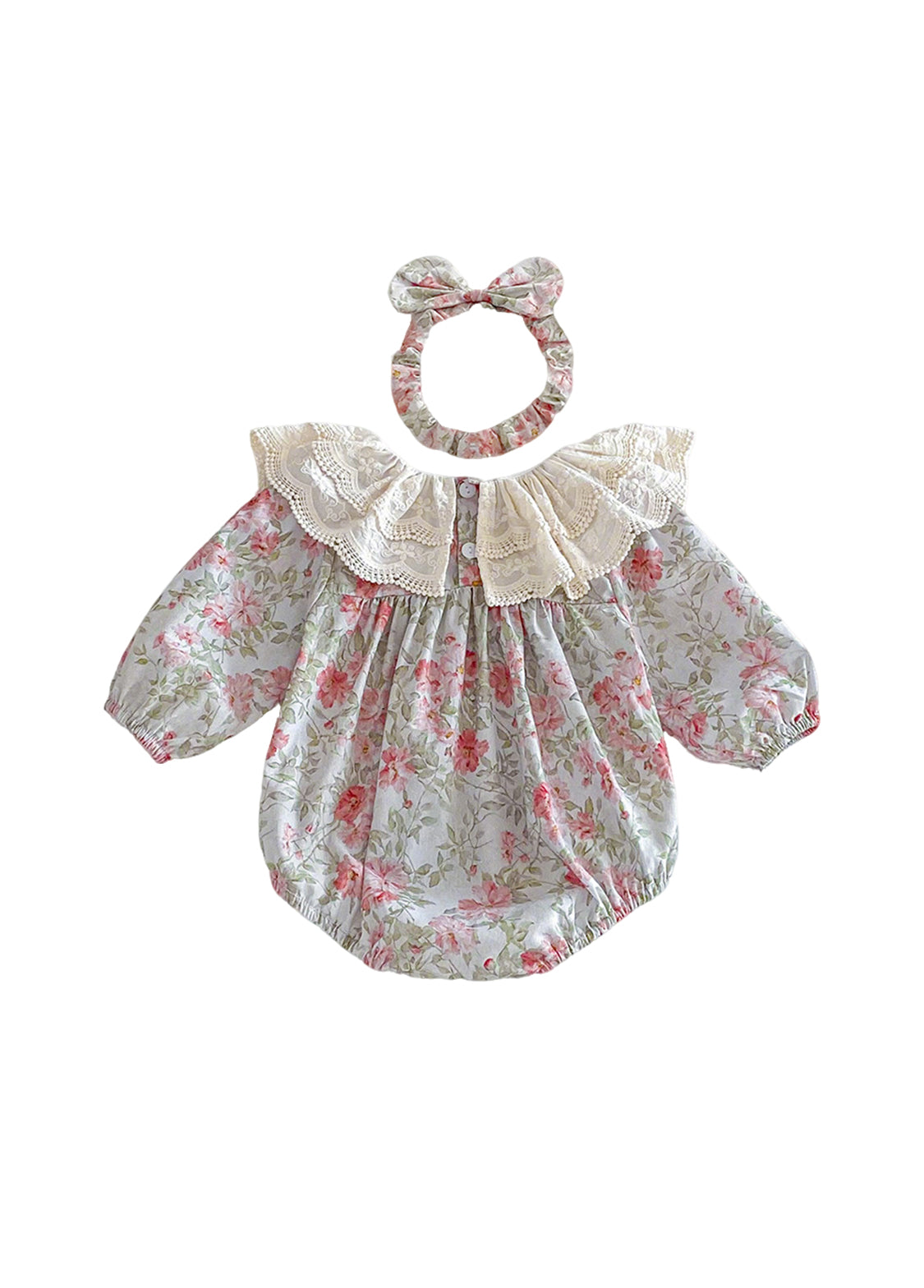 Baby Girls Retro Floral Dollar Collar Romper