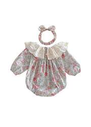 Baby Girls Retro Floral Dollar Collar Romper