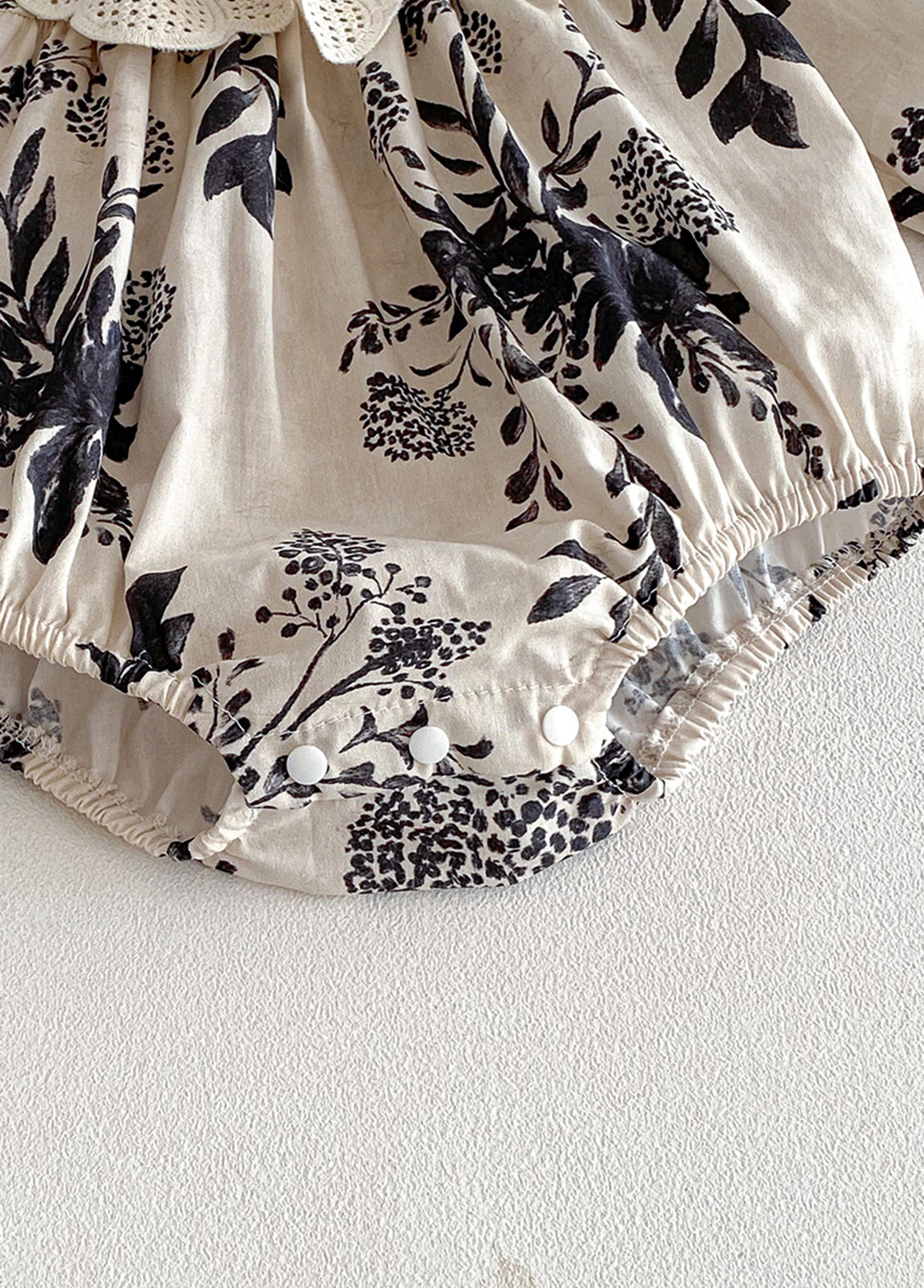 Baby Girls Retro Floral Dollar Collar Romper With Hairband