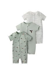 3-Pack Baby Boys Cotton Cute Printed Short-Sleeved Romper