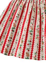 Girls  Cute Bunny Carrot Print Petal Collar Dress