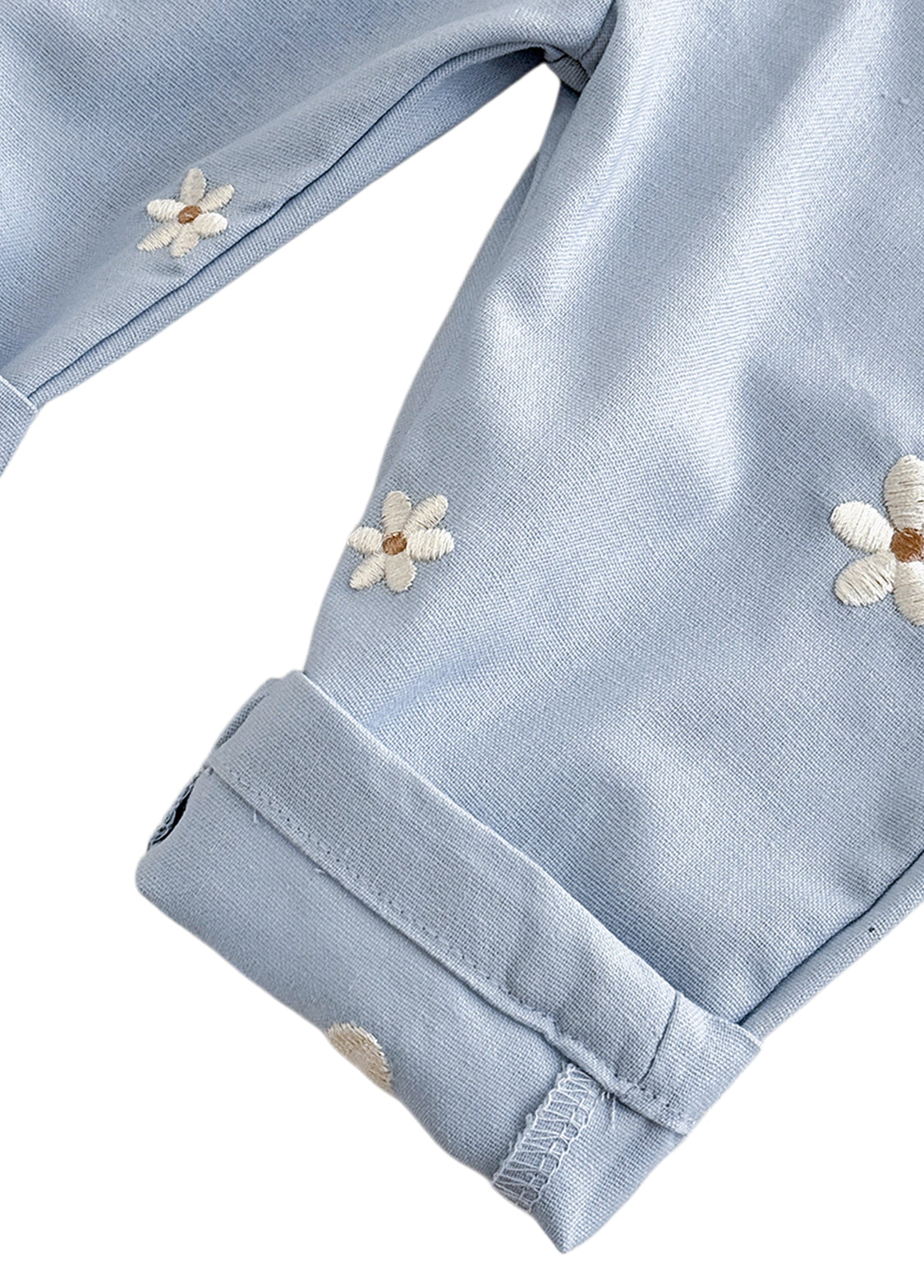 Baby Girl Casual Floral Embroidered Overalls