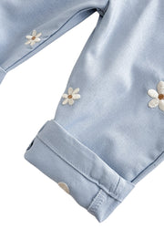 Baby Girl Casual Floral Embroidered Overalls