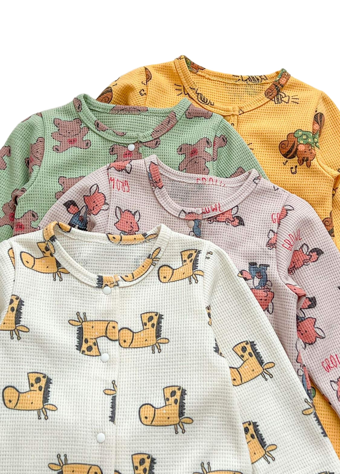 Baby Cute Cartoon Print Long-sleeved Romper With Hood