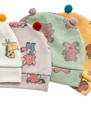 Baby Cute Cartoon Print Long-sleeved Romper With Hood