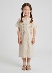 Girls' Lightweight Pure Cotton Retro Summer Dress