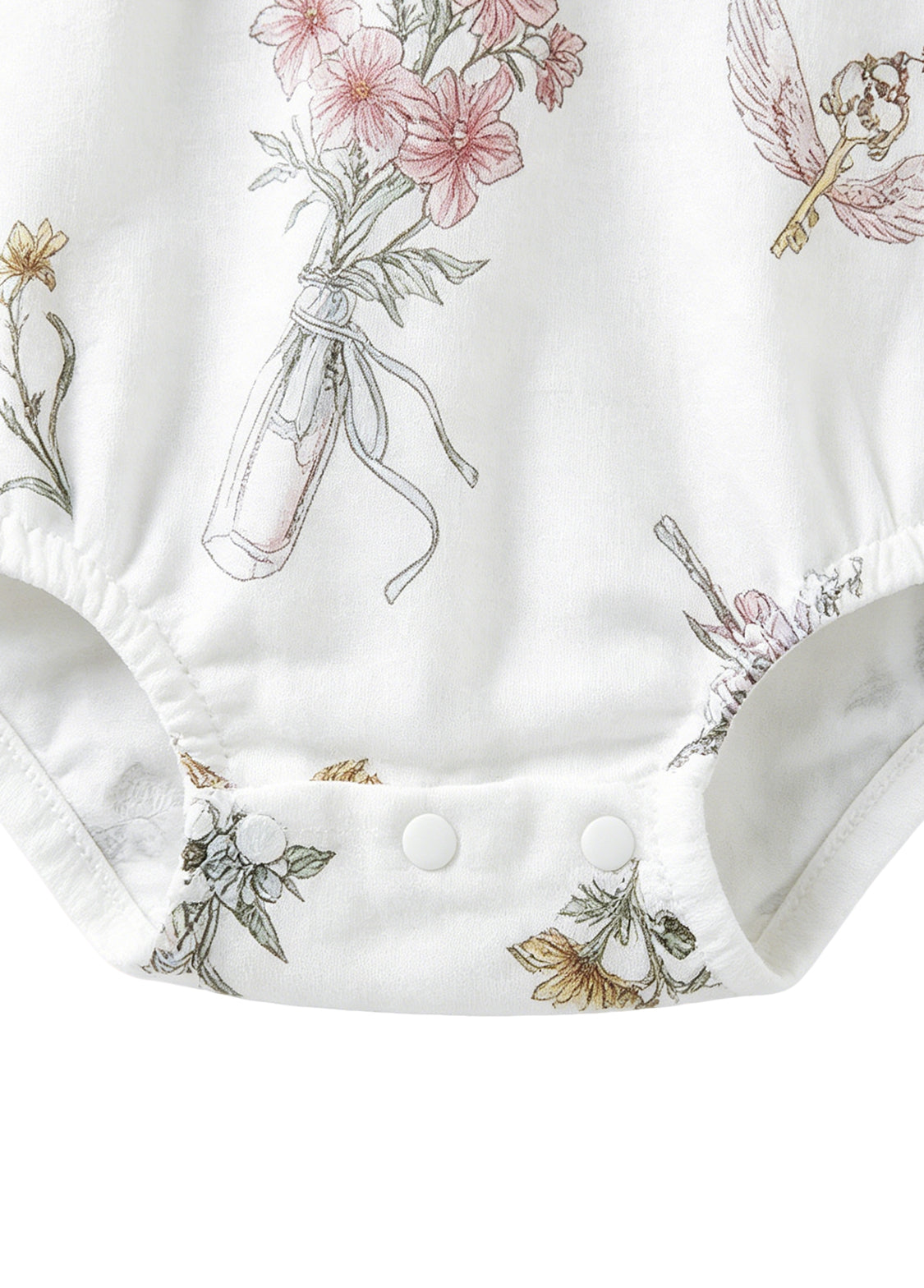 Baby Girl's Summer Antibacterial & Breathable Bamboo Fiber Garden-Themed Short-Sleeve Romper