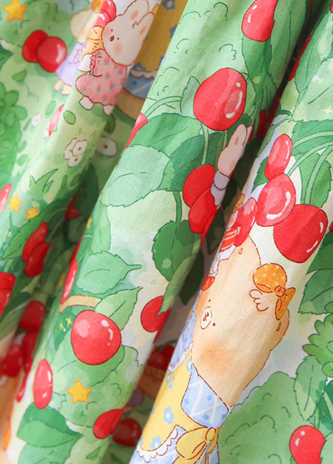 Girls Cherry Printed Cotton Dress