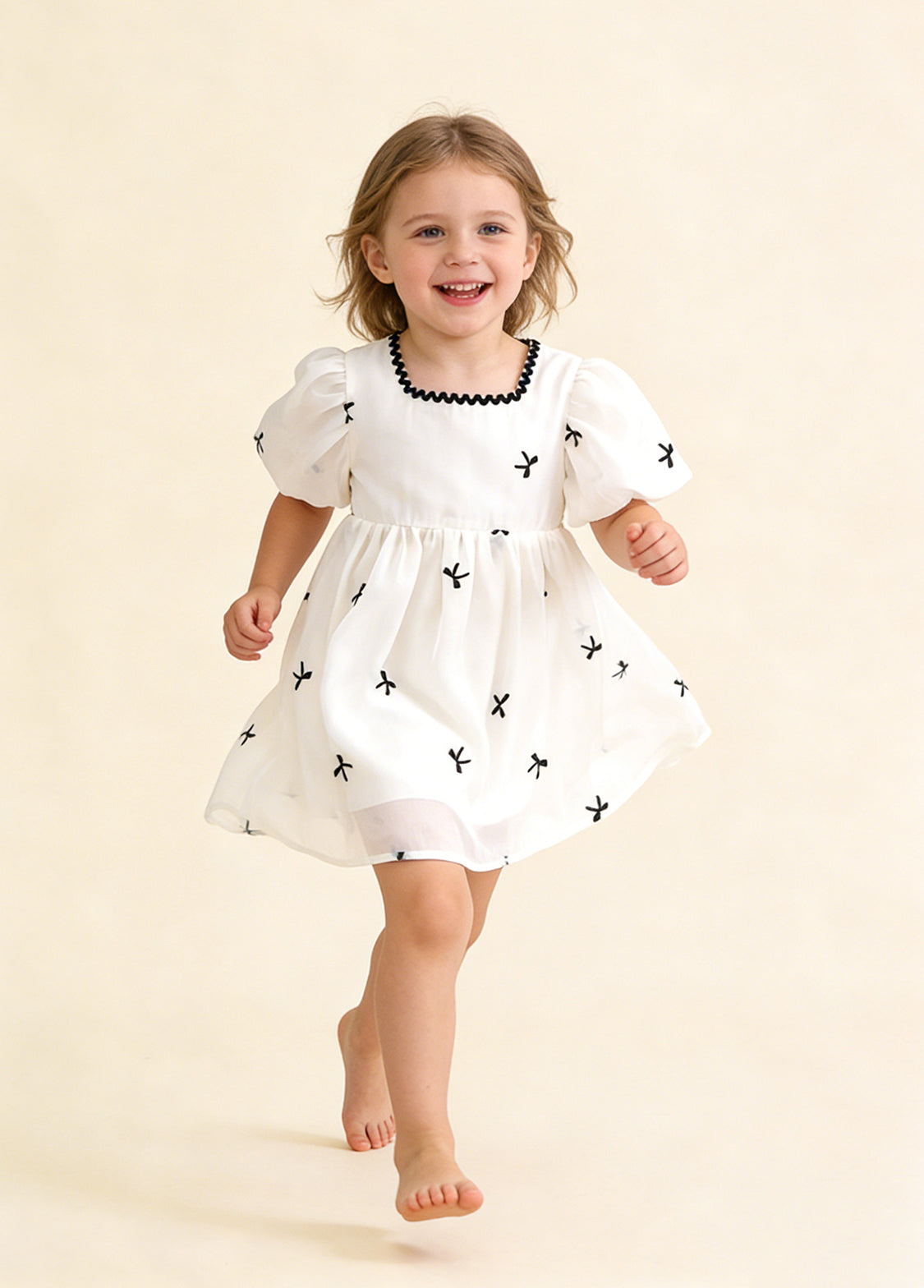 Girl Soft Cotton Bow Detail Dress