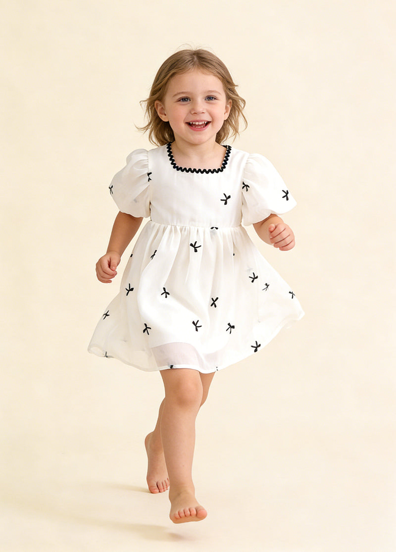 Girl Soft Cotton Bow Detail Dress