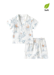 Baby Boy's Bamboo Fiber Summer Short-Sleeve Two-Piece Set (Lightweight)