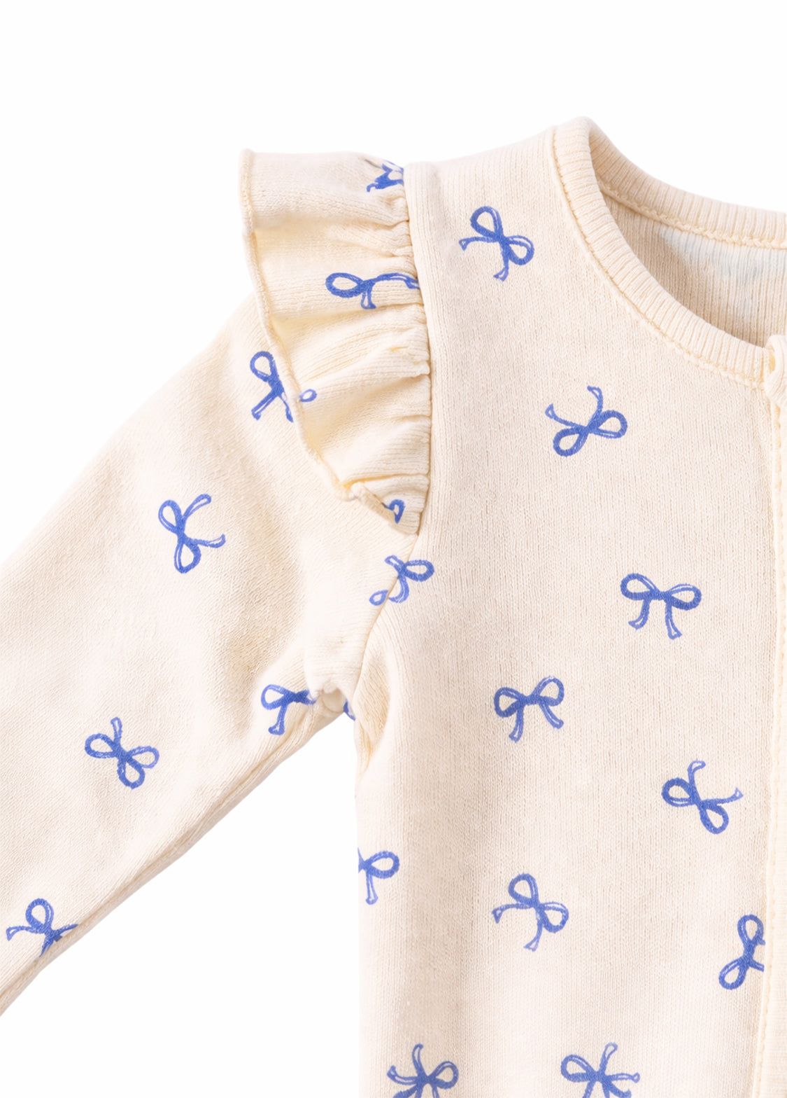 Baby Bow Print Cotton Zipper Romper