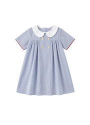 Girls' Casual Navy Striped Dress