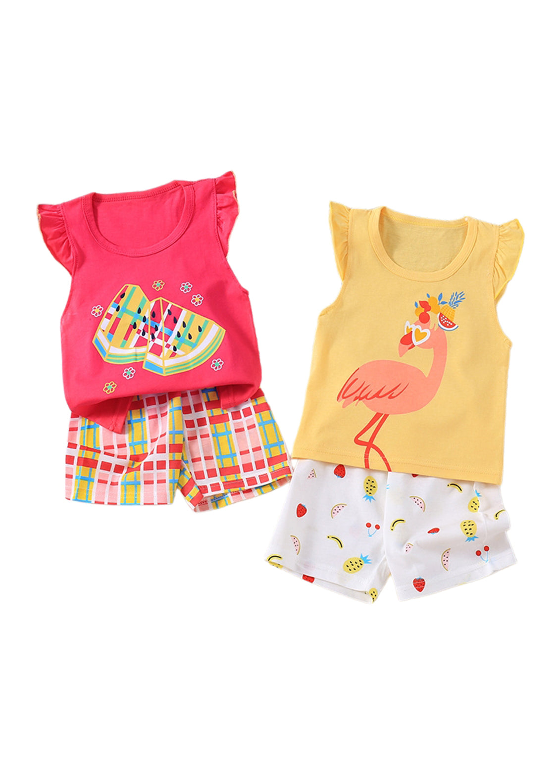 Girls Cartoon Watermelon Cotton Two-Piece Set