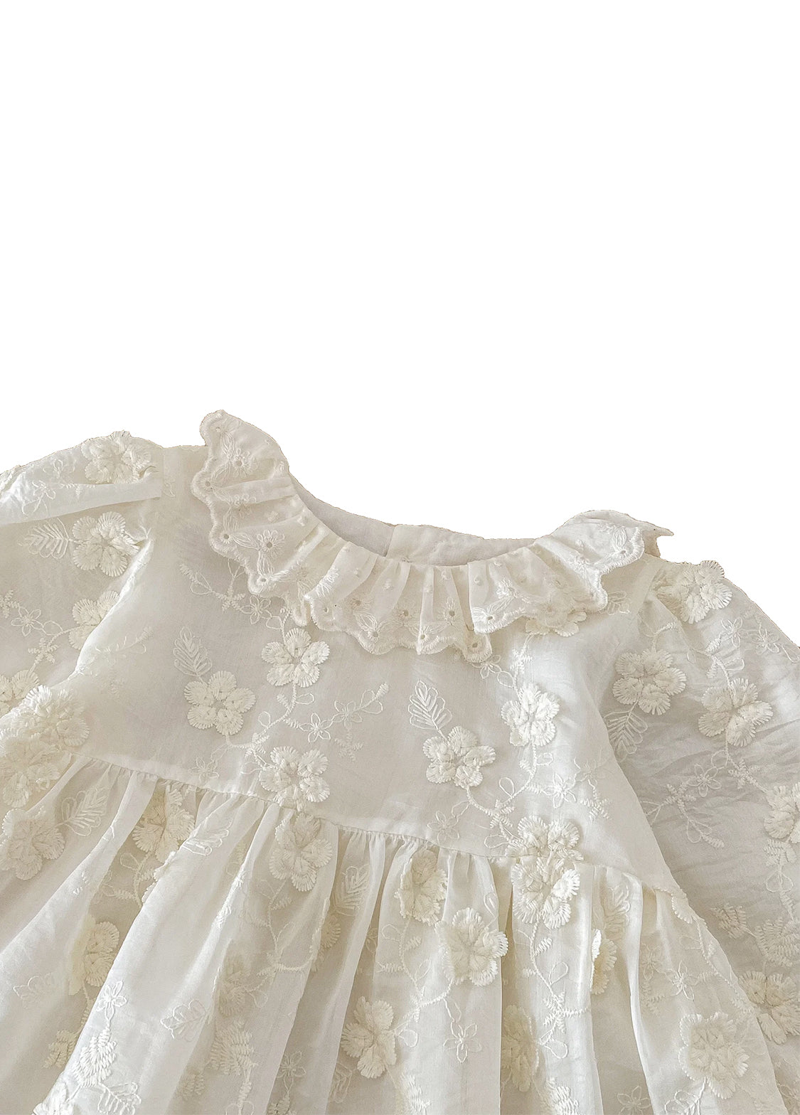 Girls Retro Stereoscopic Embroidered Ruffles Long-sleeved Princess Dress